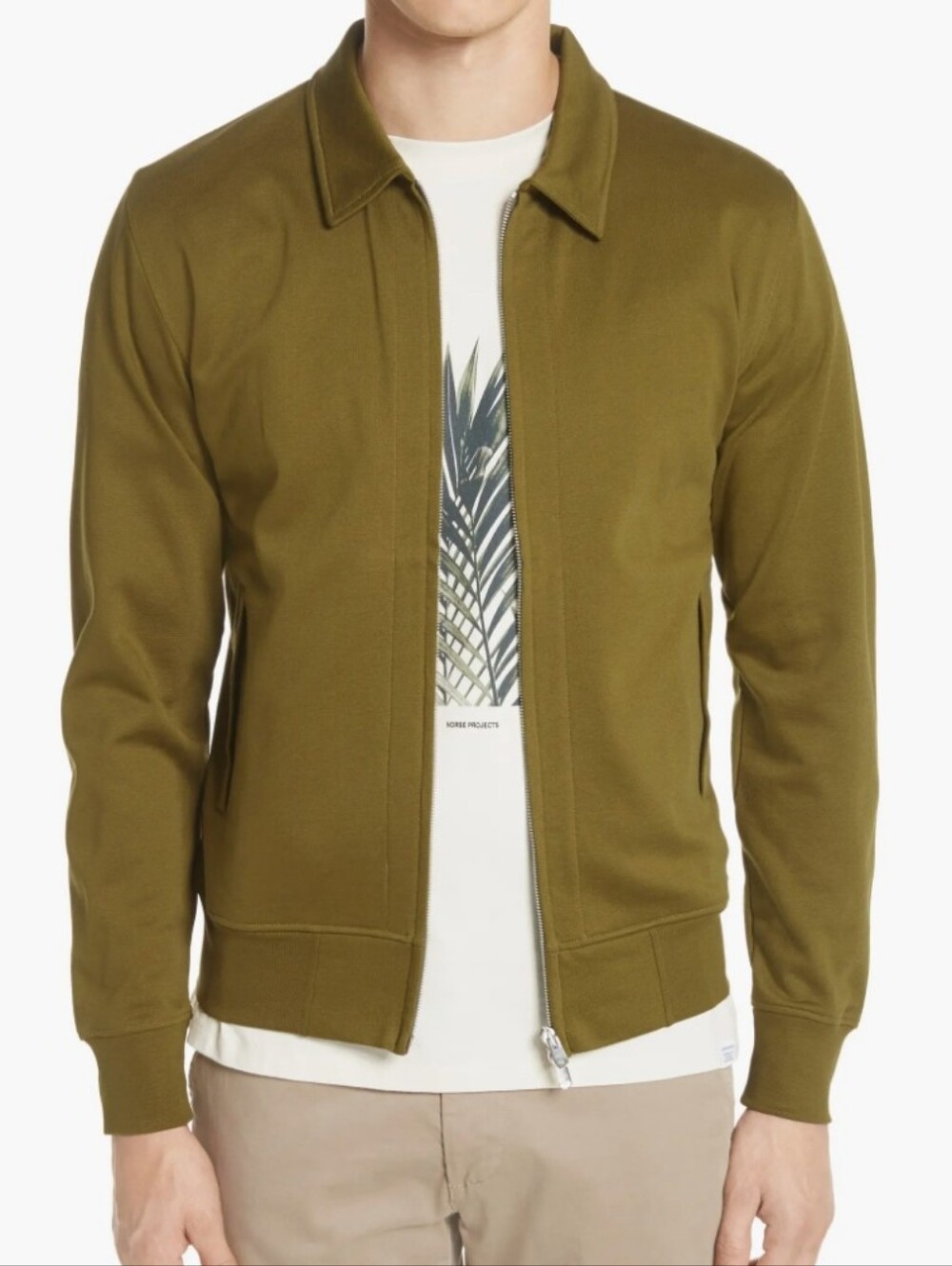 Norse Projects Andreas Track Jacket Zip Up Sweatshirt Olive Green 100% Cotton XL - Picture 7 of 16